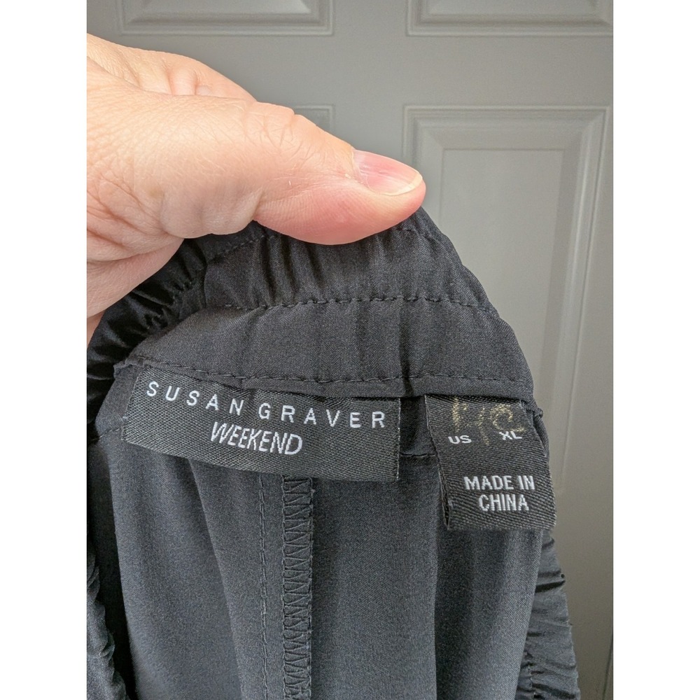 Susan Graver Weekend Black Elastic Waist Jogger Pants Women's Size XL Pockets - Picture 5 of 6